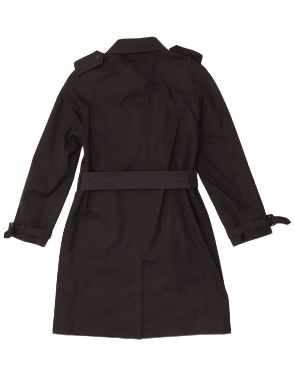 Aquascutum Damen Trenchcoat UK 6 XS Schwarze Baumwolle