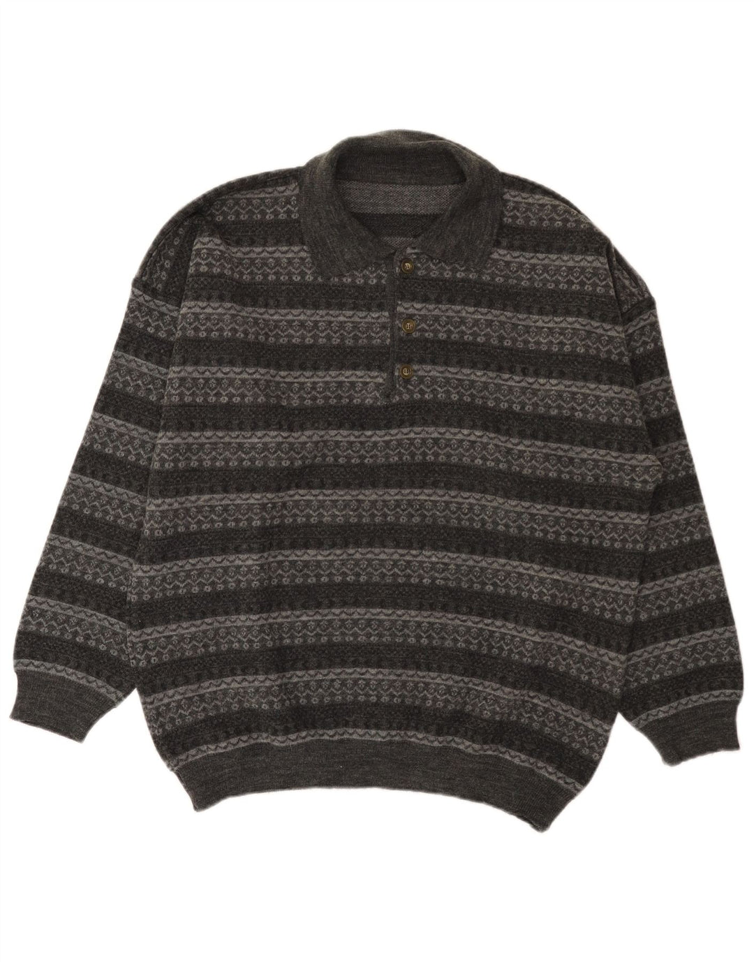 Vintage Herren Rollkragenpullover Pullover groß grau gestreift