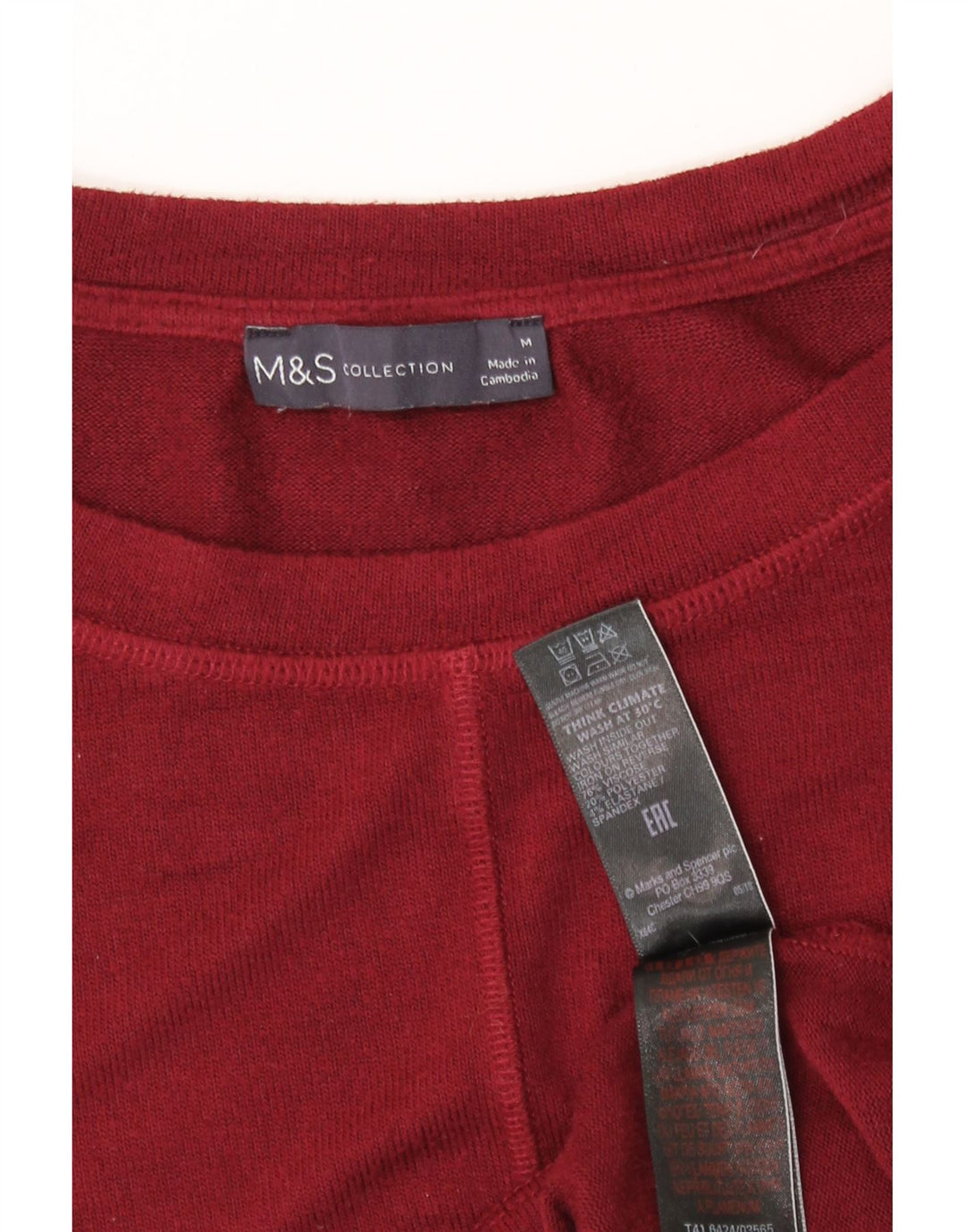 Marks & Spencer Damen T-Shirt Top UK 14 Medium Burgund Viskose