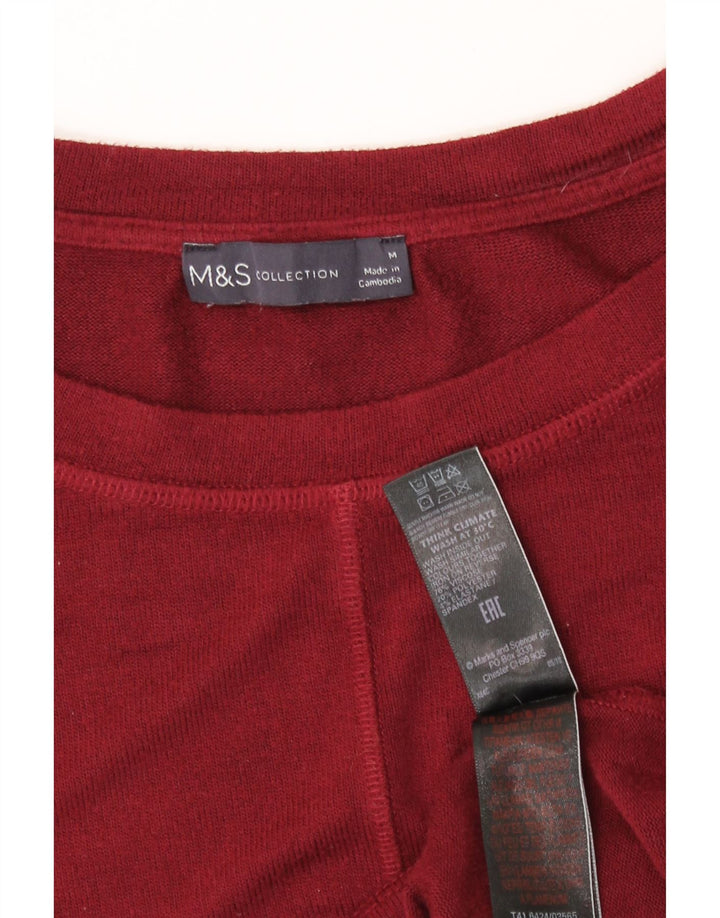 Marks & Spencer Damen T-Shirt Top UK 14 Medium Burgund Viskose