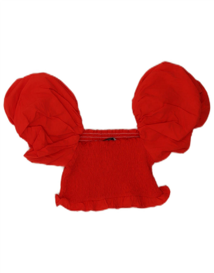 Zara Damen Off Shoulder Crop Top UK 8 Small Rot