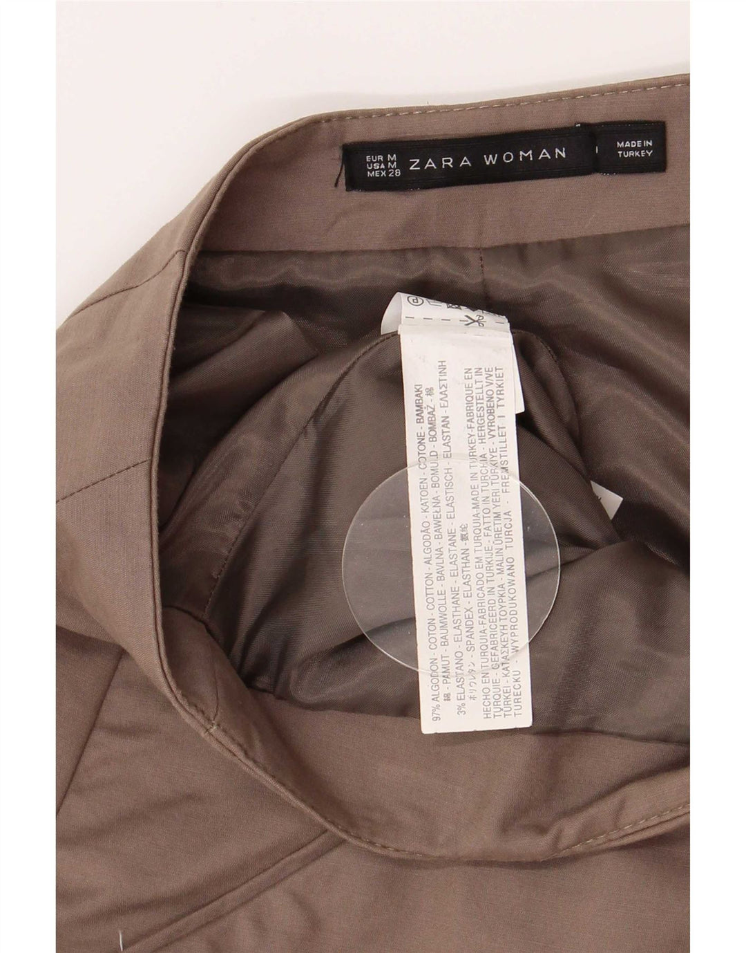 Zara Damen Midirock UK 12 Medium W28 Beige Baumwolle
