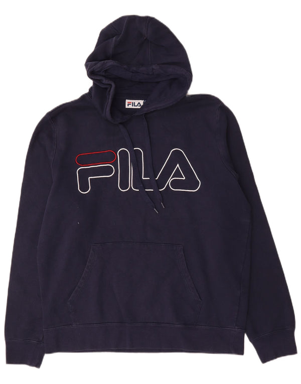 Fila Herren Graphic Hoodie Pullover XL Marineblau Baumwolle