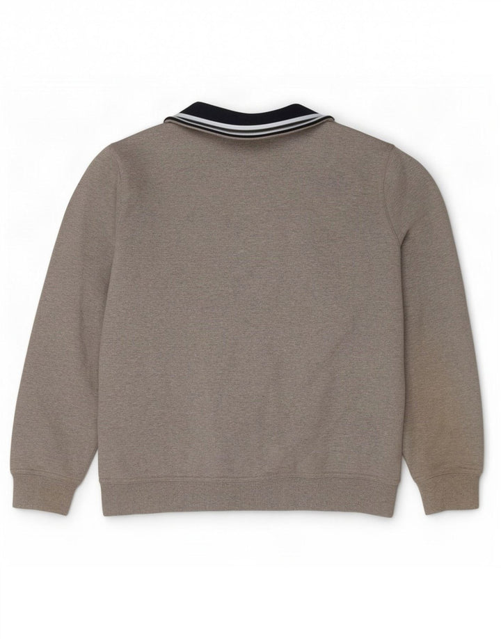 Crew Clothing Herren-Sweatshirt mit Reißverschluss am Hals, groß, aus grauer Baumwolle