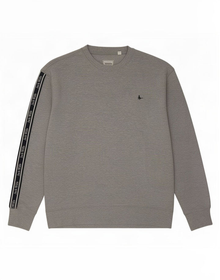 Jack Wills Herren-Sweatshirt mit Grafik, Größe L, Grau, Blockfarben-Baumwolle