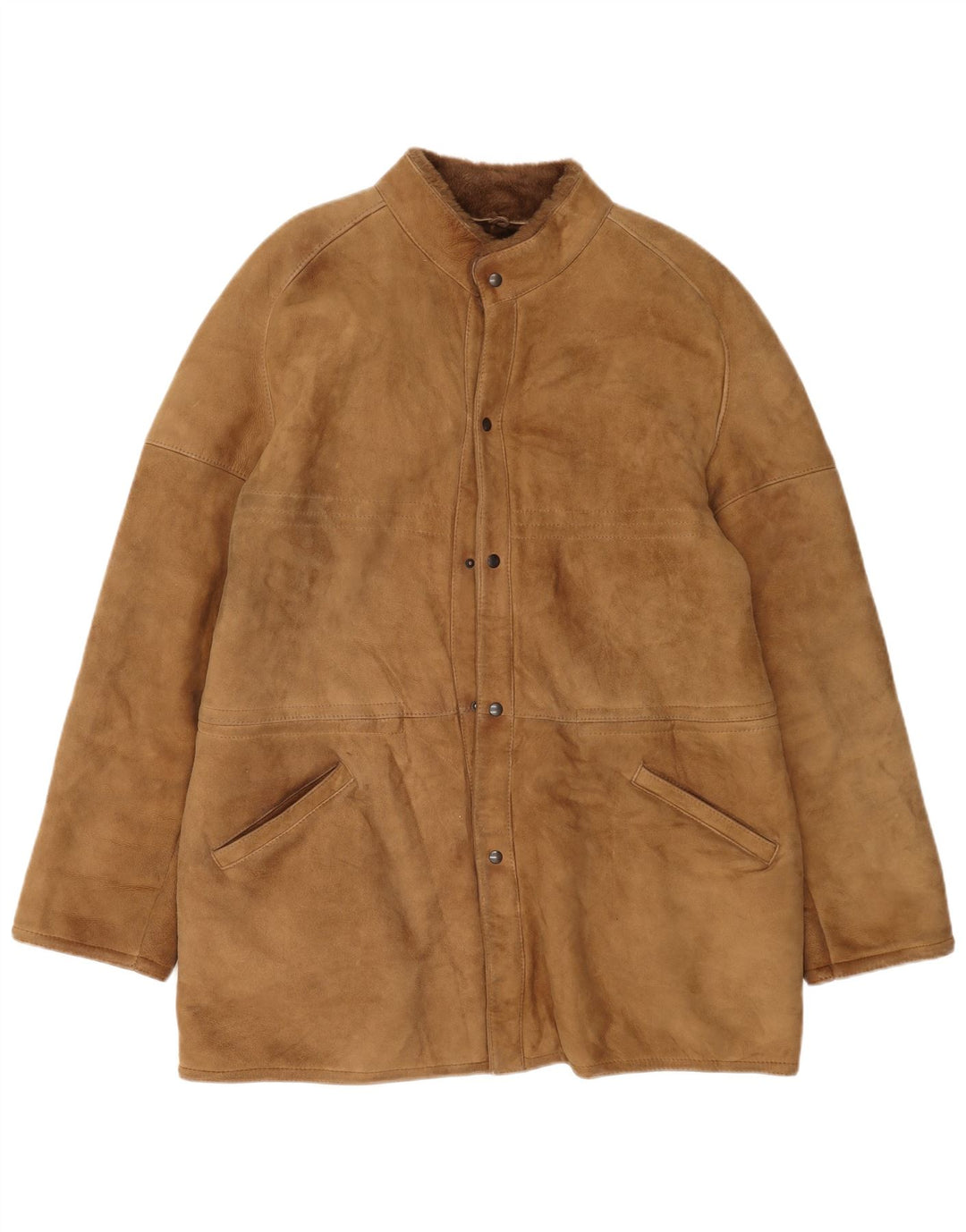 Vintage Herren Shearling Overcoat IT 54 2XL Beige