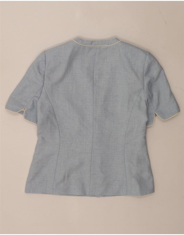 Jacques Vert Damen-Blazer mit 1 Knopf, kurzärmelig, Gr. 14, Blau
