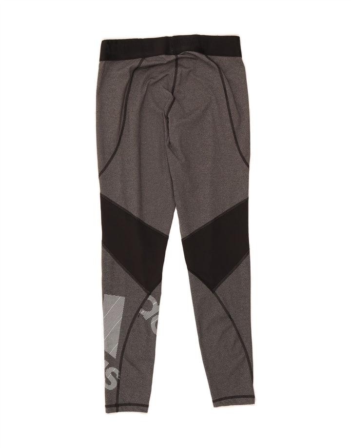 ADIDAS Womens Graphic Leggings UK 12/14 Medium  Grey Colourblock Polyester Vintage Adidas and Second-Hand Adidas from Messina Hembry 