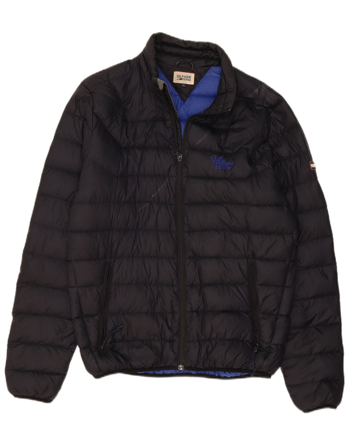 Tommy Hilfiger Herren Wattierte Jacke UK 40 Large Schwarz Nylon