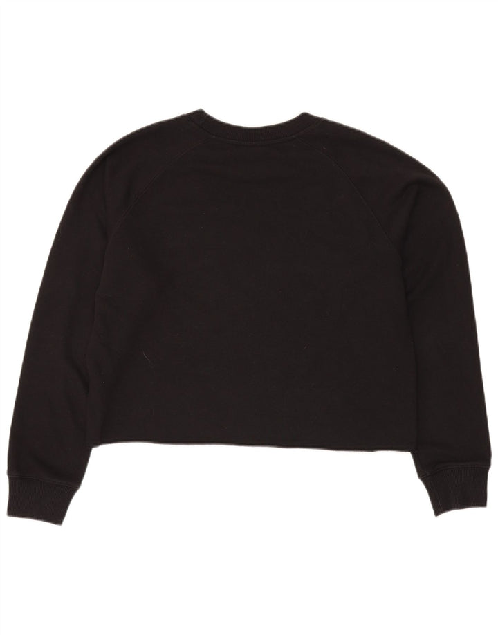 Champion Damen Crop Graphic Sweatshirt Pullover UK 14 Medium Schwarz