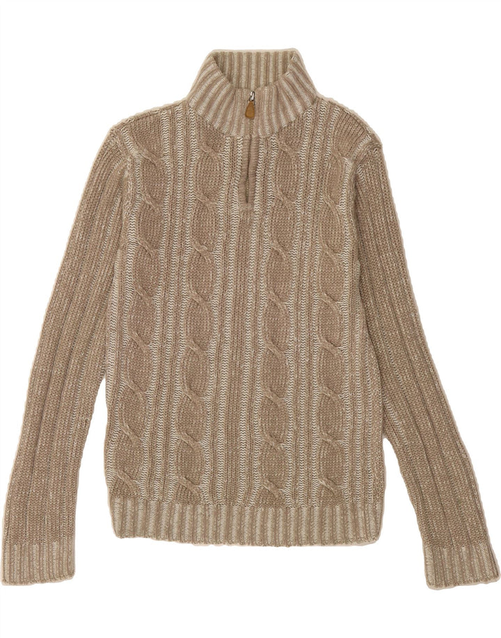 ANGELO LITRICO Mens Zip Neck Jumper Sweater Small Beige Vintage Angelo Litrico and Second-Hand Angelo Litrico from Messina Hembry 