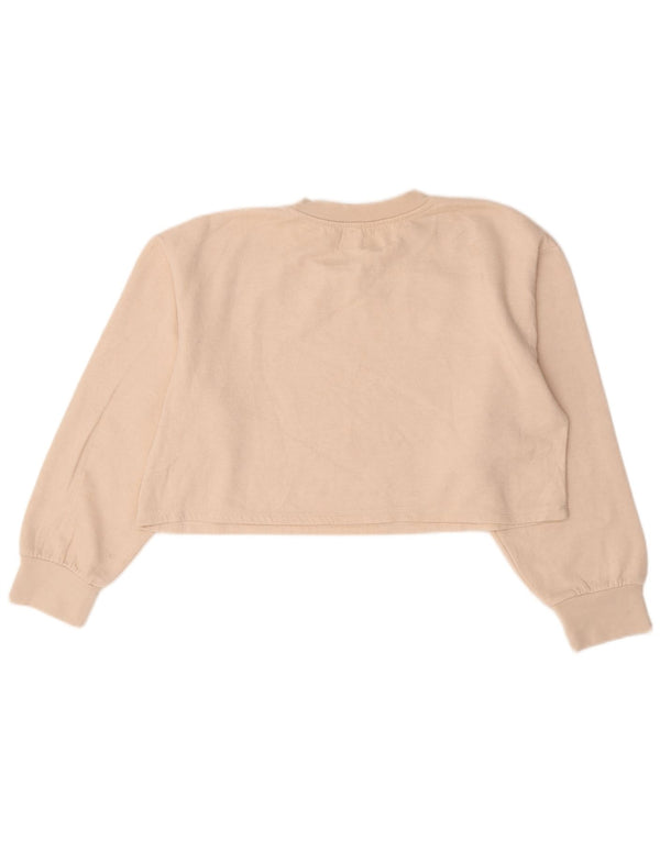 Zara Damen Crop Sweatshirt Pullover UK 14 Medium Off White Cotton
