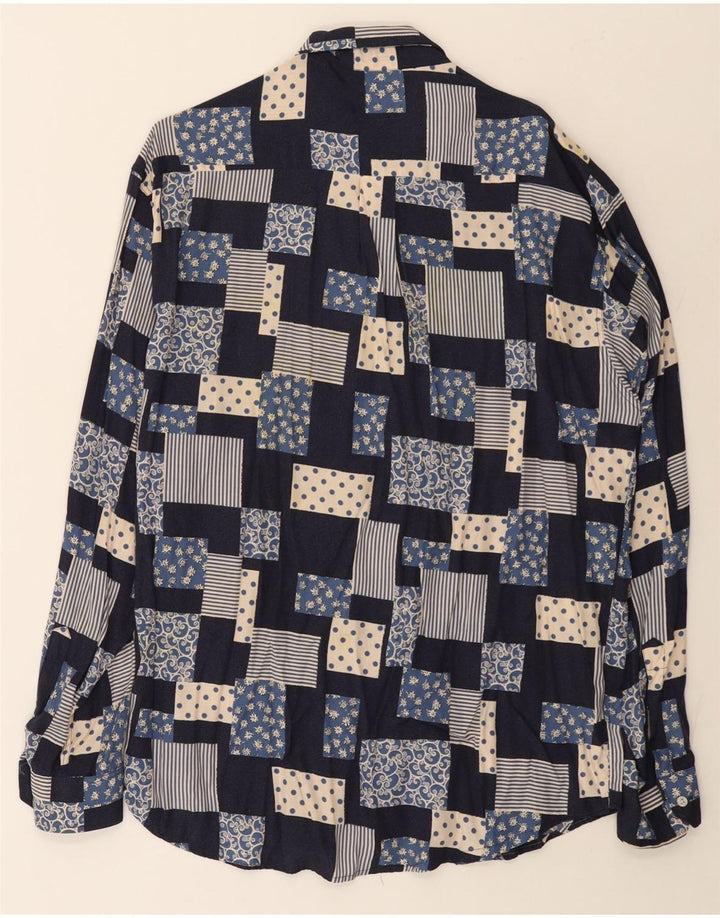 Vintage Herrenhemd Großes marineblaues Patchwork