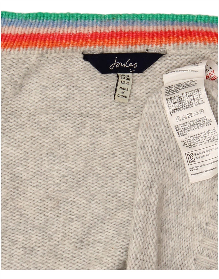 JOULES Womens Oversized Open Cardigan Sweater UK 8 Small Grey Acrylic