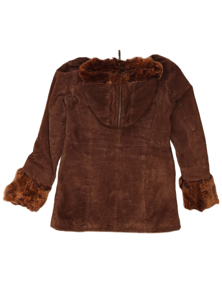 Conbipel Damen-Windbreakerjacke aus Wildleder mit Kapuze, UK 14, mittelbraunes Leder