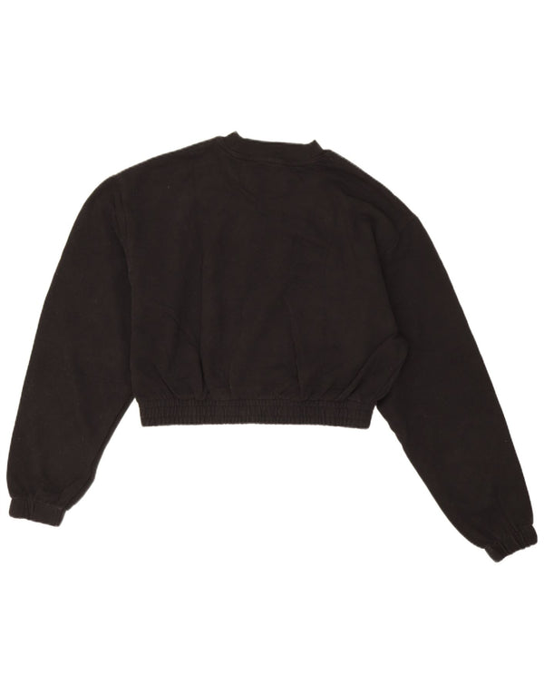 Calvin Klein Jeans Damen Crop Sweatshirt Pullover UK 12 Medium Schwarz Baumwolle