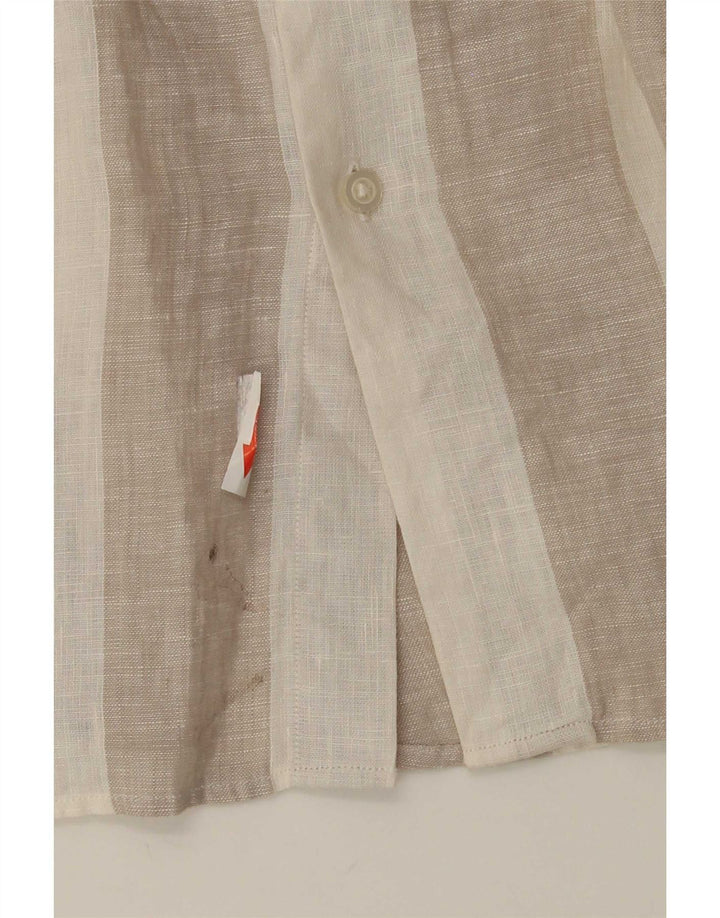 Massimo Dutti Herrenhemd Mittelbeige gestreiftes Leinen