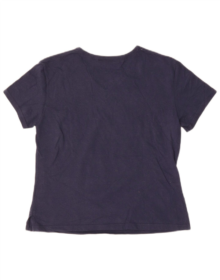 FILA Damen T-Shirt Top IT 44 Medium Marineblau Baumwolle
