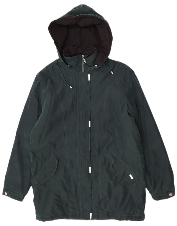London Fog Damen-Parka mit Kapuze, übergroß, Größe UK 12, Mittelgrün