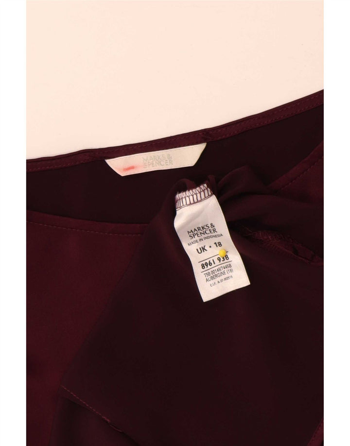 Marks & Spencer Damen ärmelloses Blusenoberteil UK 18 XL Burgunderrot Polyester