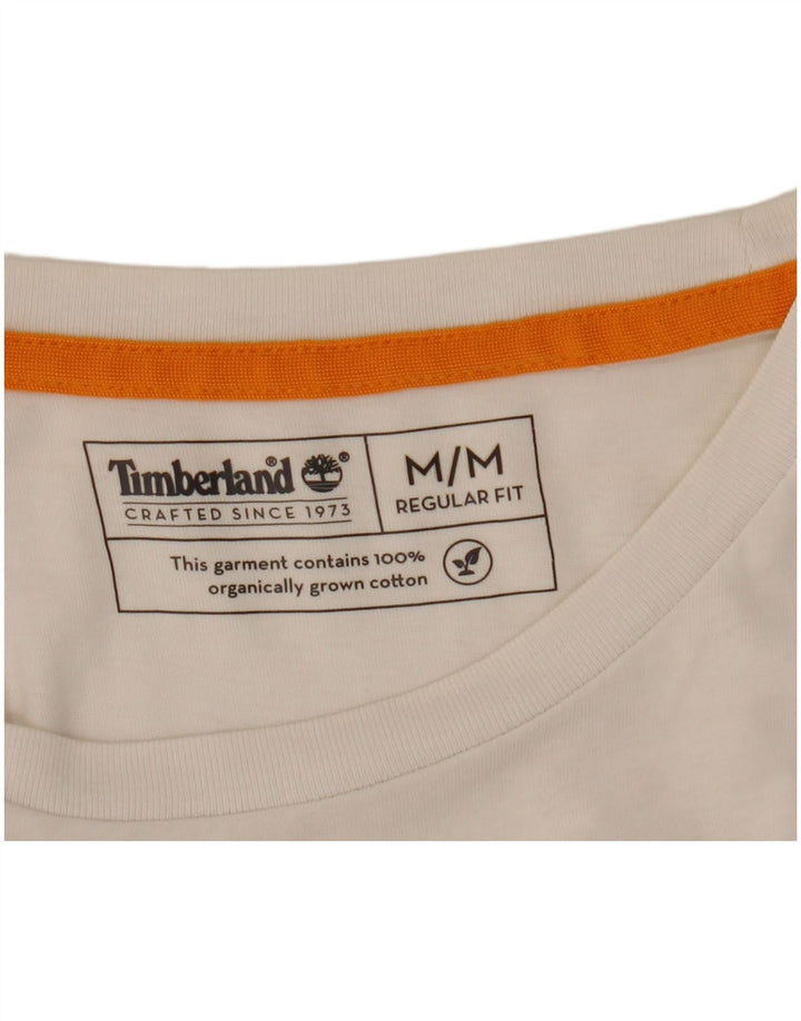 Timberland Herren Grafik-T-Shirt-Oberteil aus mittelweißer Baumwolle