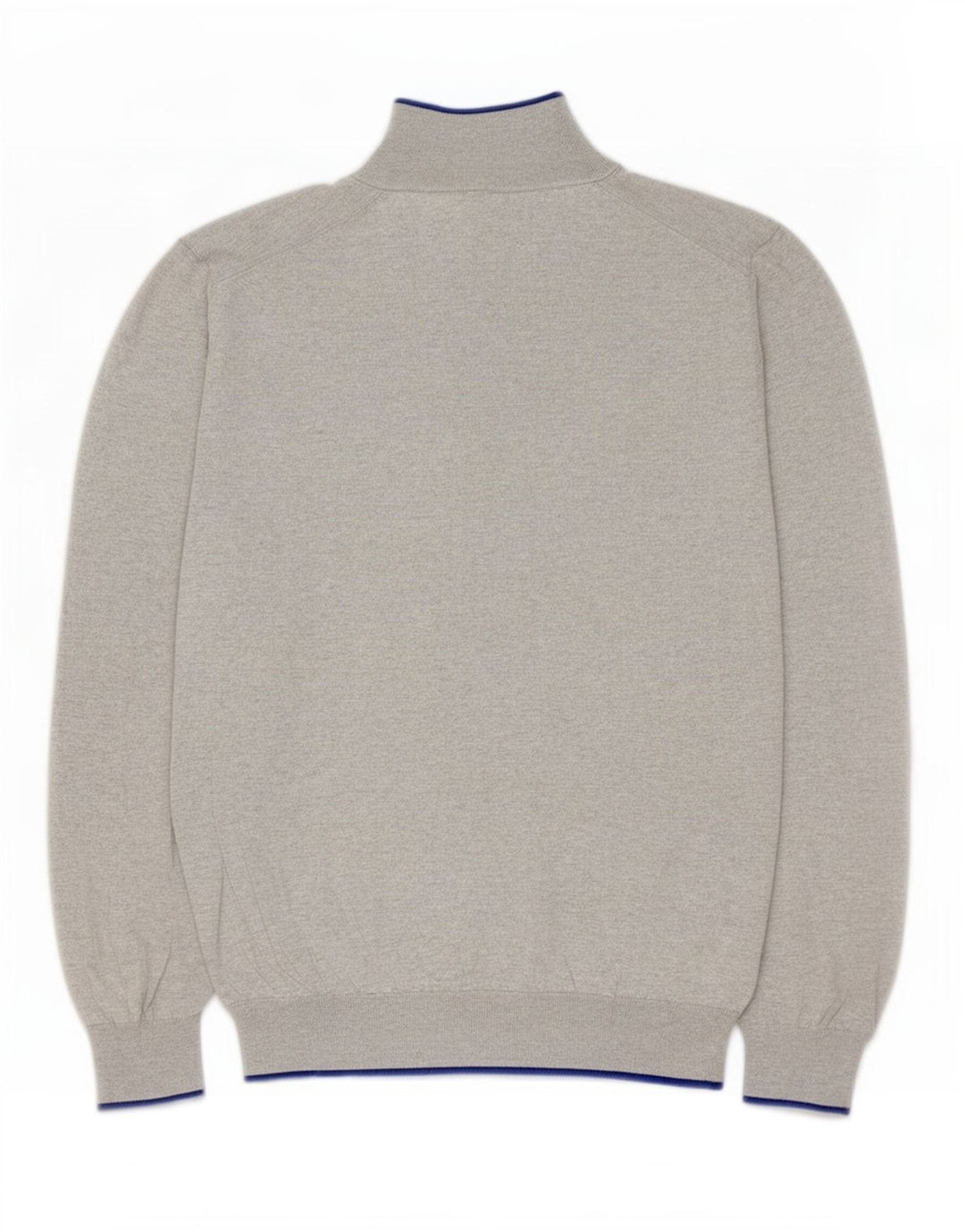 Massimo Dutti Herren-Pullover mit Knopfkragen, groß, grau gesprenkelte Baumwolle
