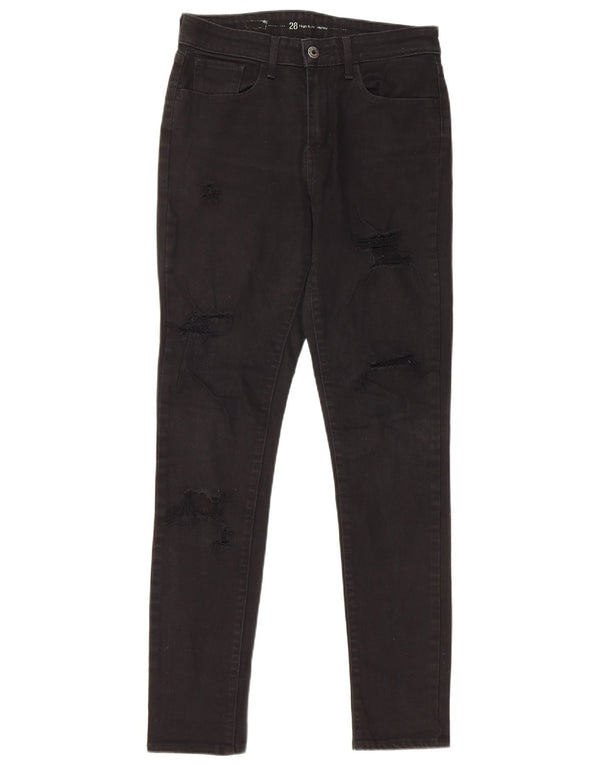 Levi's Damen Distressed High Rise Skinny Jeans W28 L32 Schwarze Baumwolle
