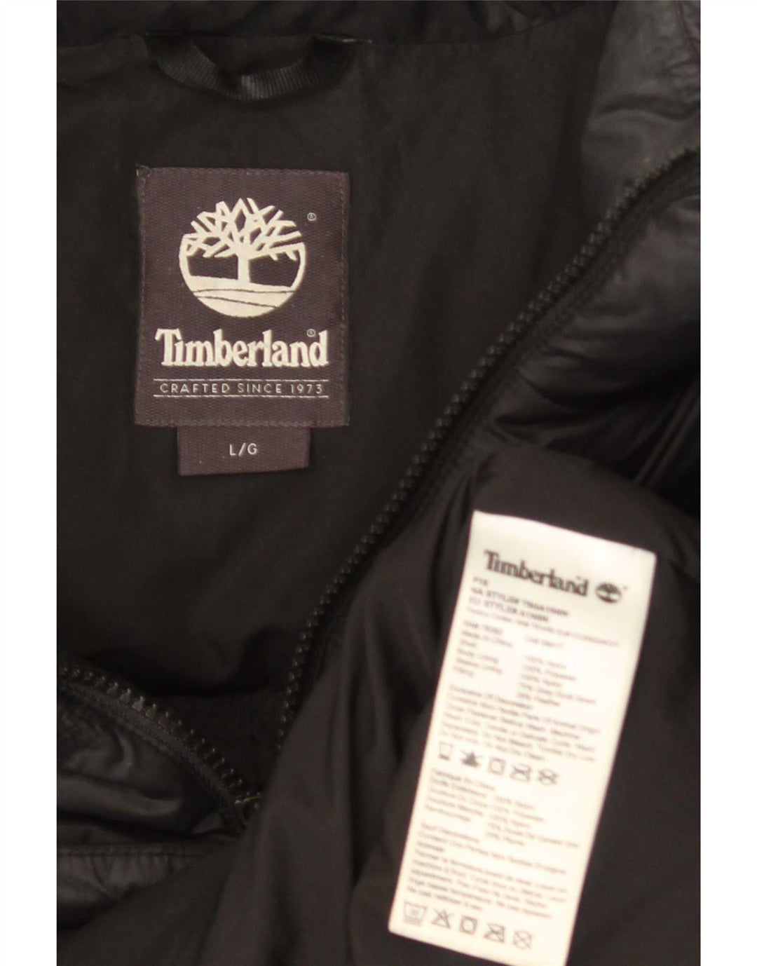 Timberland Herren Wattierte Jacke UK 40 Large Schwarz Nylon