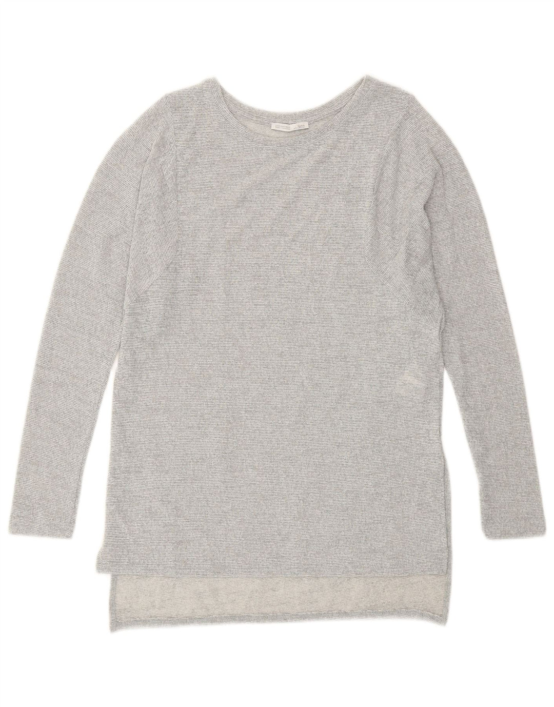 Zara Damen Longline Top Langarm UK 10 Small Grau geflecktes Polyester