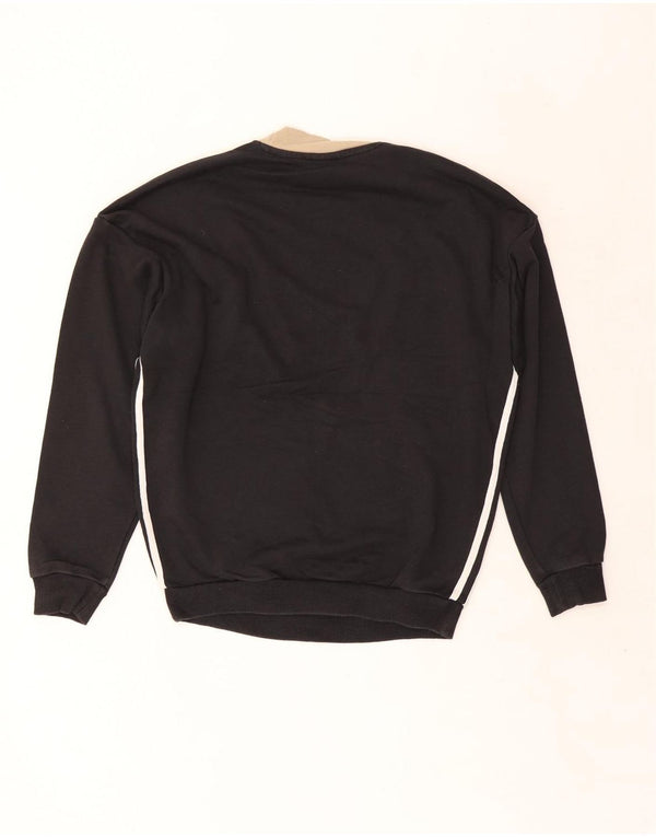 Adidas Damen Grafik-Sweatshirt-Pullover UK 12 Mittelschwarz Farbblock