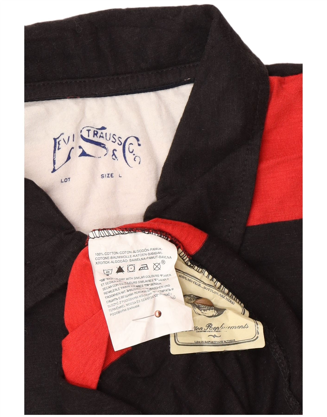 LEVI'S Herren-Rugby-Poloshirt mit Grafik, langärmelig, groß, rot gestreift, Baumwolle