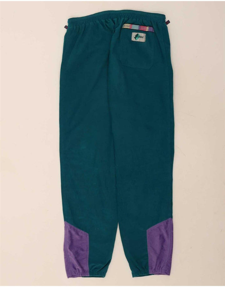 Vintage Herren-Trainingsanzug aus Velours, groß, grün, Farbblock-Polyester