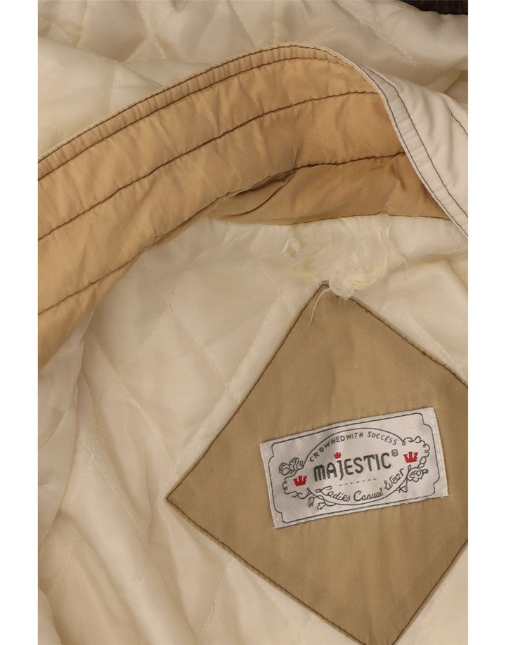 MAJESTIC Damen-Dufflecoat mit Kapuze, UK 20 2XL, gebrochenes Weiß mit Blumenmuster