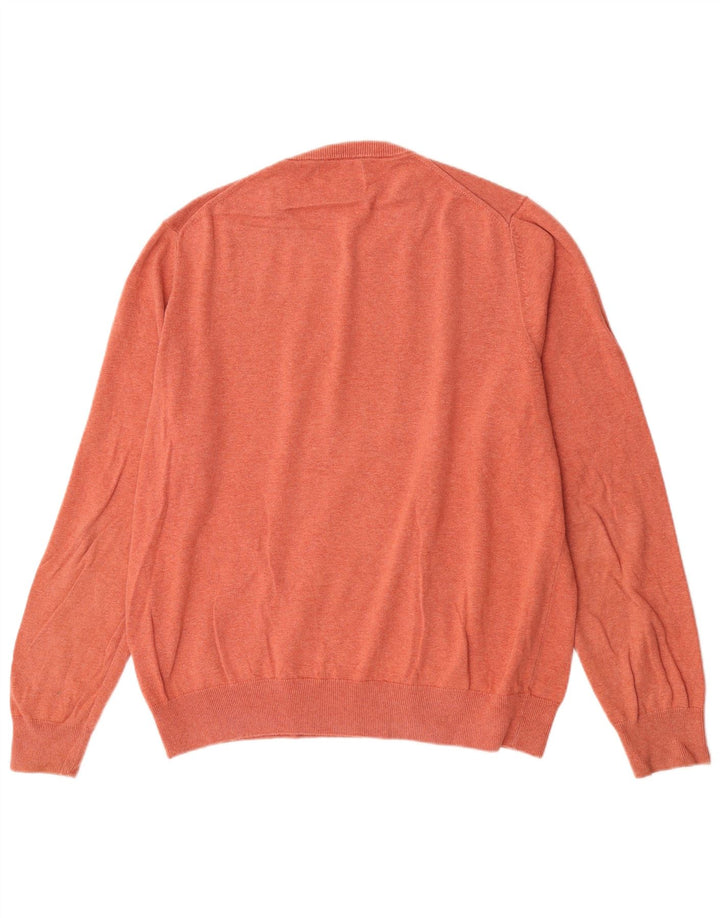 Marks & Spencer Herren-Pullover mit Rundhalsausschnitt, XL, orange Baumwolle