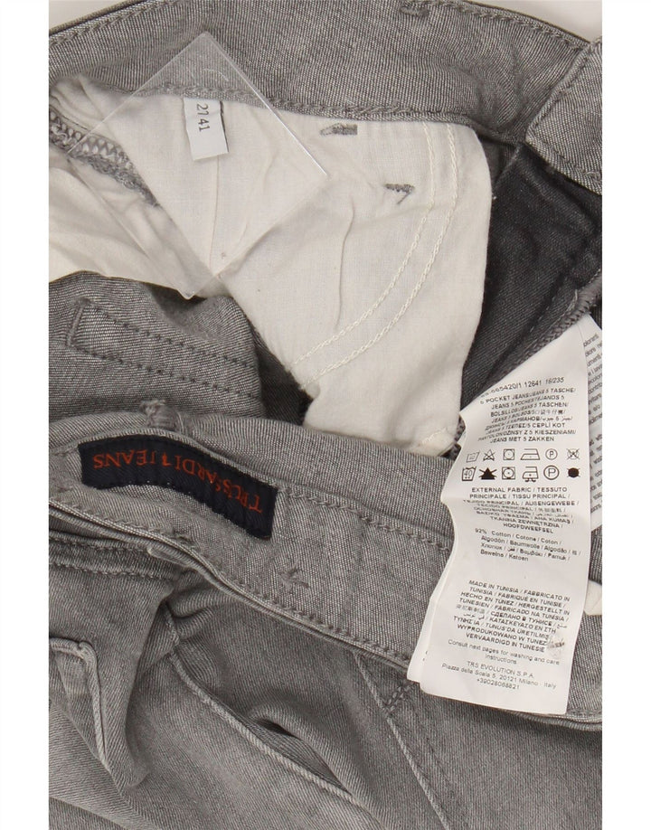 TRUSSARDI Damen Straight Jeans W27 L25 Graue Baumwolle