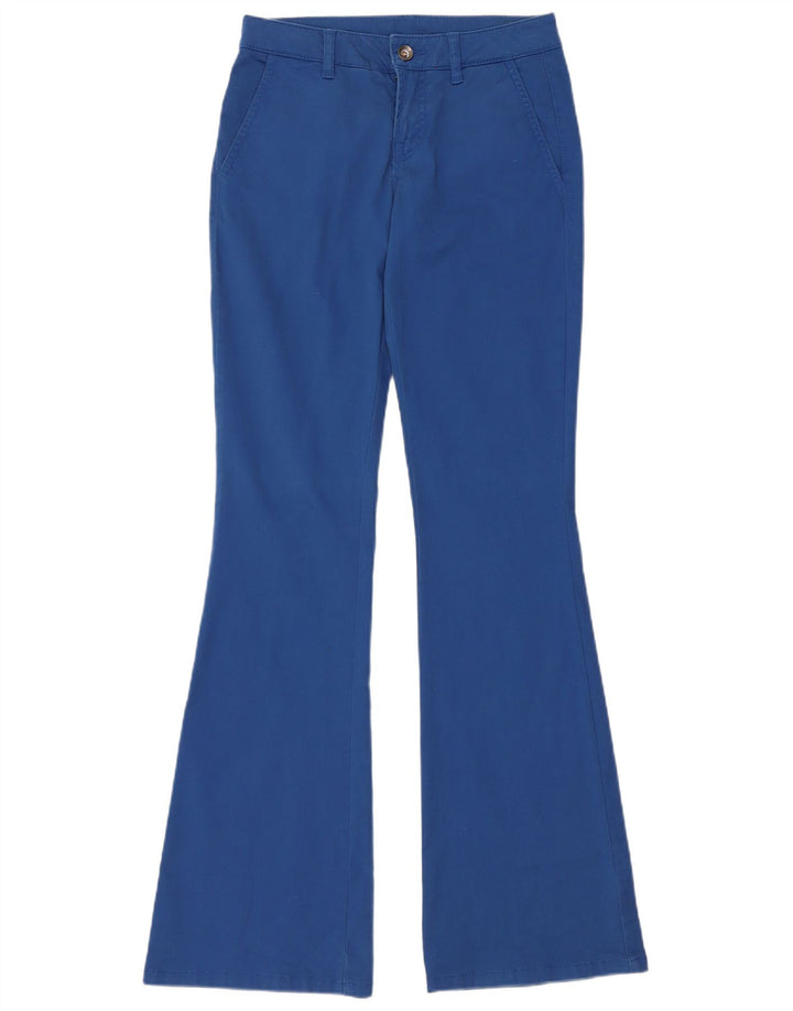 BENETTON Damen Flare Chinohose UK 6 XS W26 L33 Blaue Baumwolle