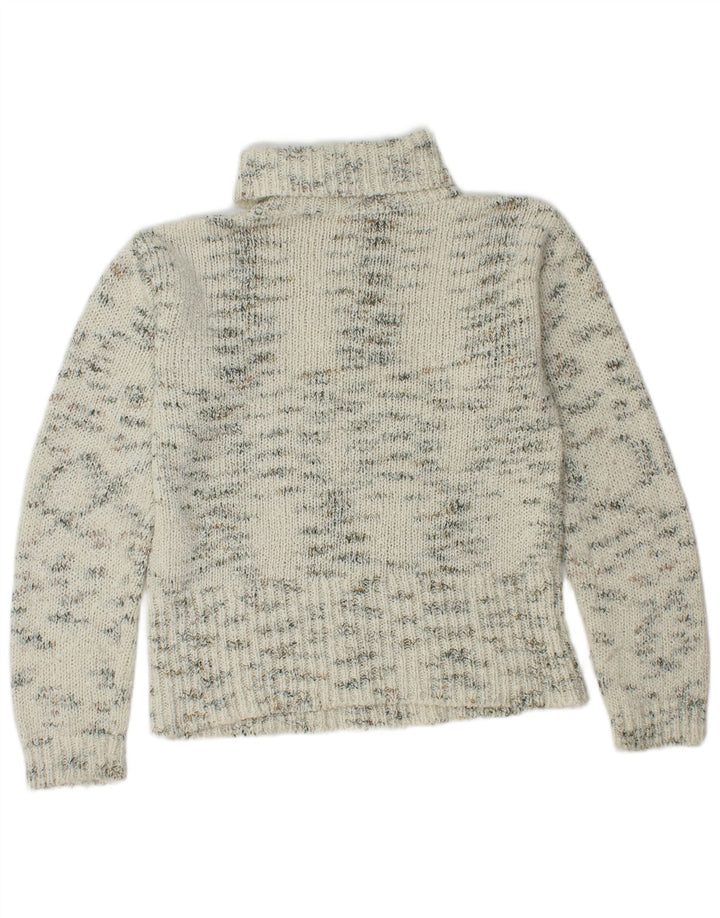 VINTAGE Womens Roll Neck Jumper Sweater UK 14 Medium White Flecked
