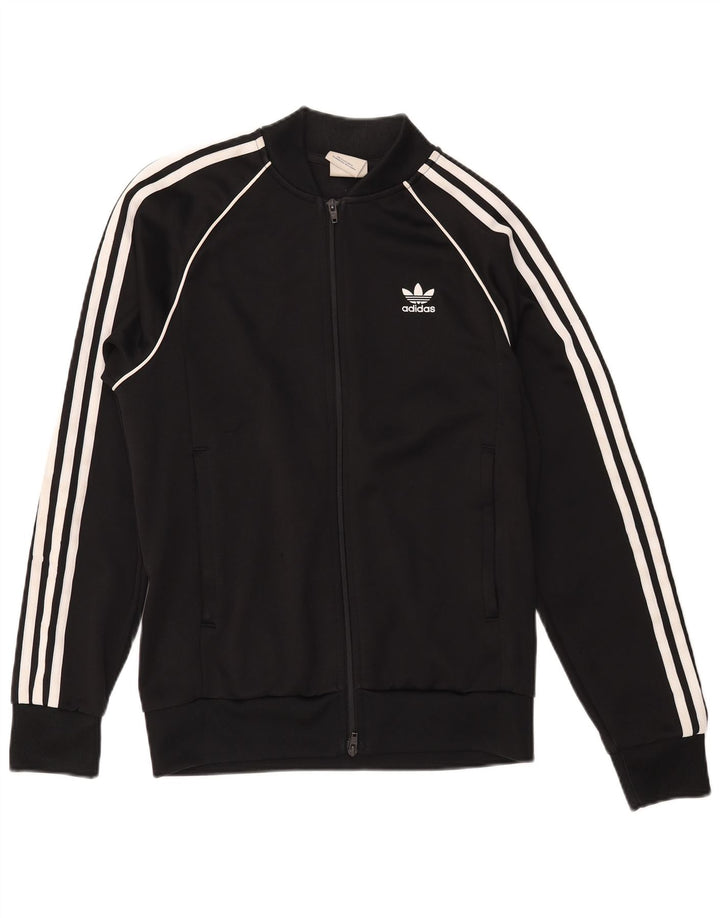 Adidas Herren-Trainingsanzug-Top-Jacke aus mittelschwarzem Polyester