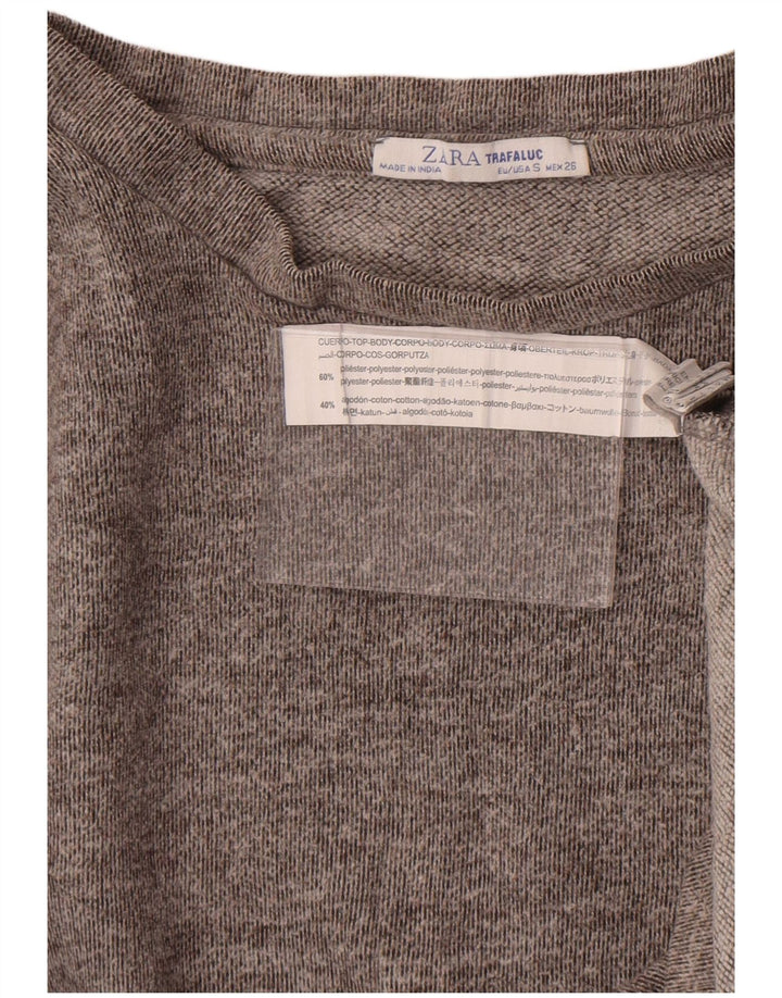 Zara Damen-Oversize-Oberteil mit langen Ärmeln, UK 10, Größe S, grau geflecktes Polyester