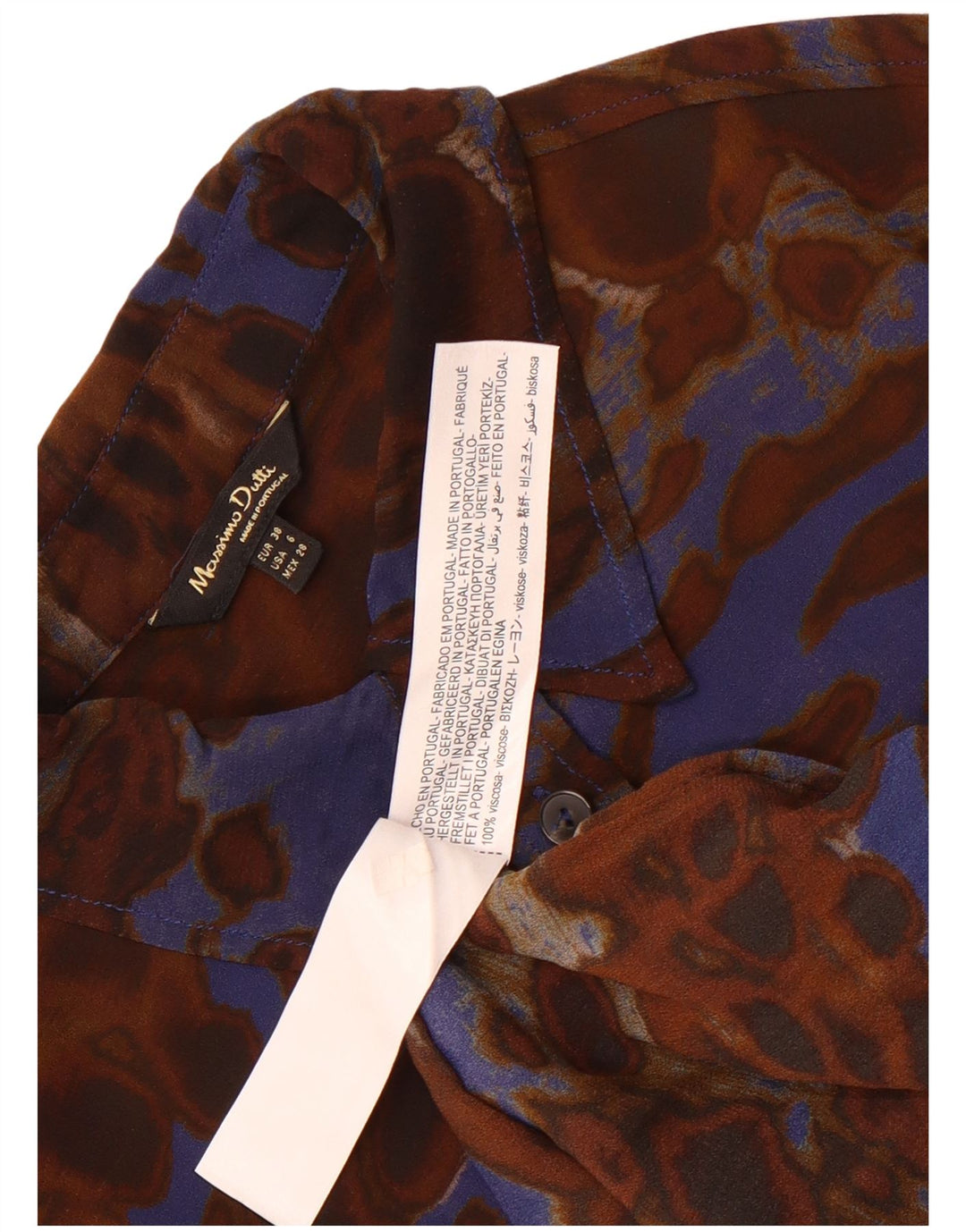 Massimo Dutti Damen-Hemdbluse mit abstraktem Muster, EU 38, klein, Braun