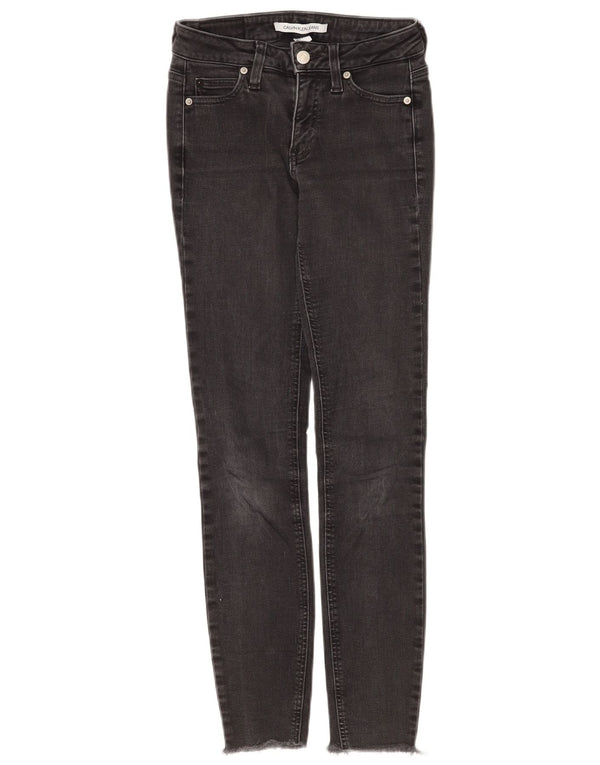 Calvin Klein Damen Skinny Jeans W25 L28 Schwarze Baumwolle