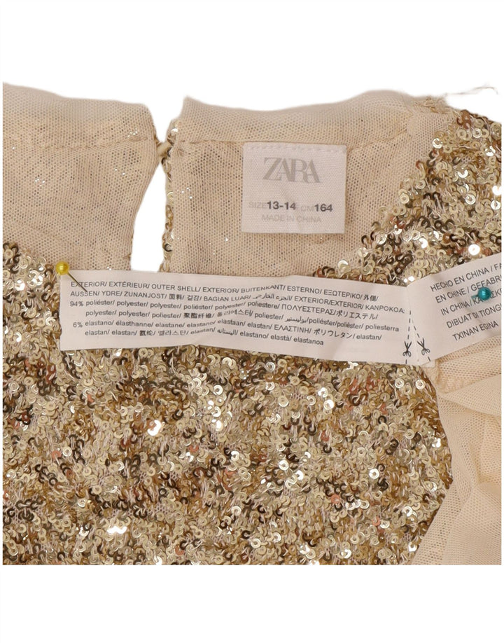 Zara Mädchen Bluse Top 13-14 Jahre Gold Polyester
