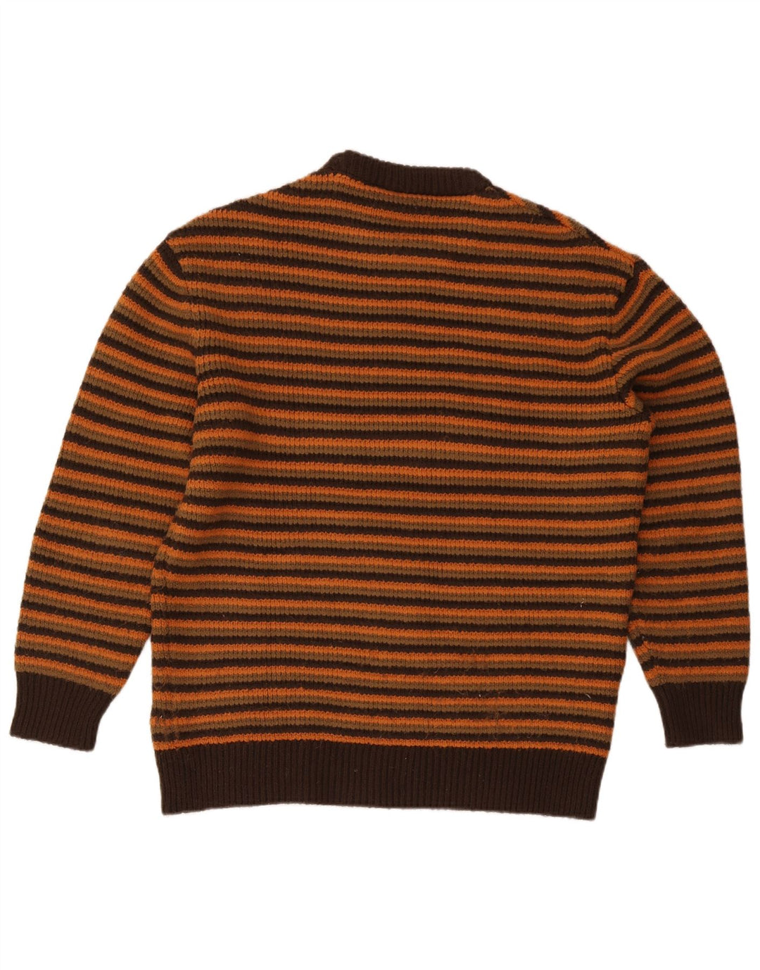 Zara Herren-Pullover mit Rundhalsausschnitt, XL, braun gestreift