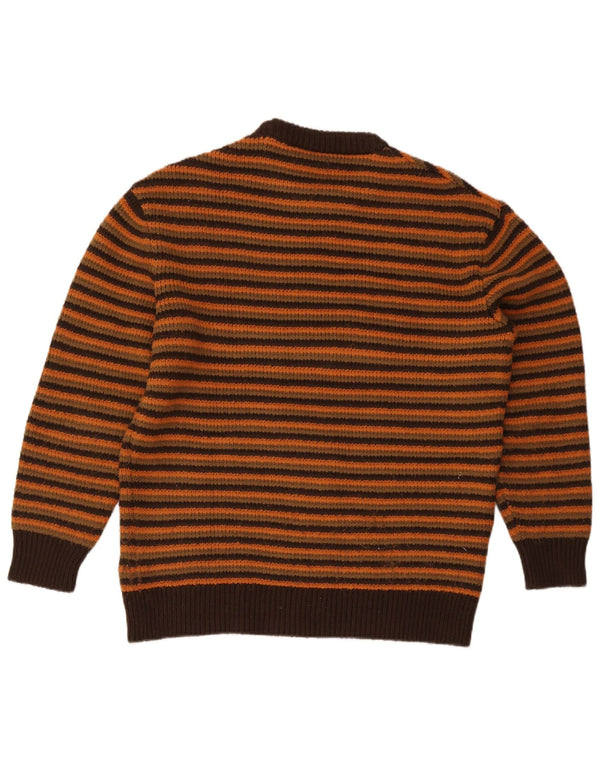 Zara Herren-Pullover mit Rundhalsausschnitt, XL, braun gestreift