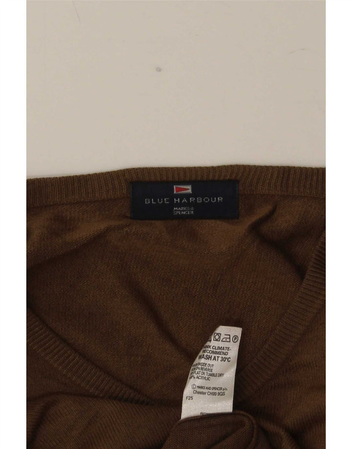 Marks & Spencer Herren Blue Harbor V-Ausschnitt Pullover Pullover Mittelbeige