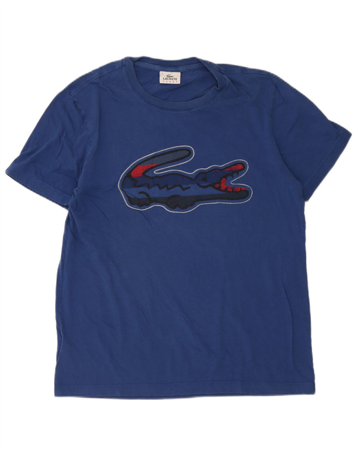 Lacoste Herren-T-Shirt mit Grafik, Größe 5, groß, aus blauer Baumwolle
