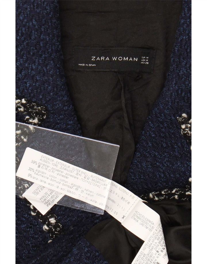 Zara Damen-Blazer mit 3/4-Ärmeln und 4 Knöpfen, Gr. 12, mittleres Marineblau
