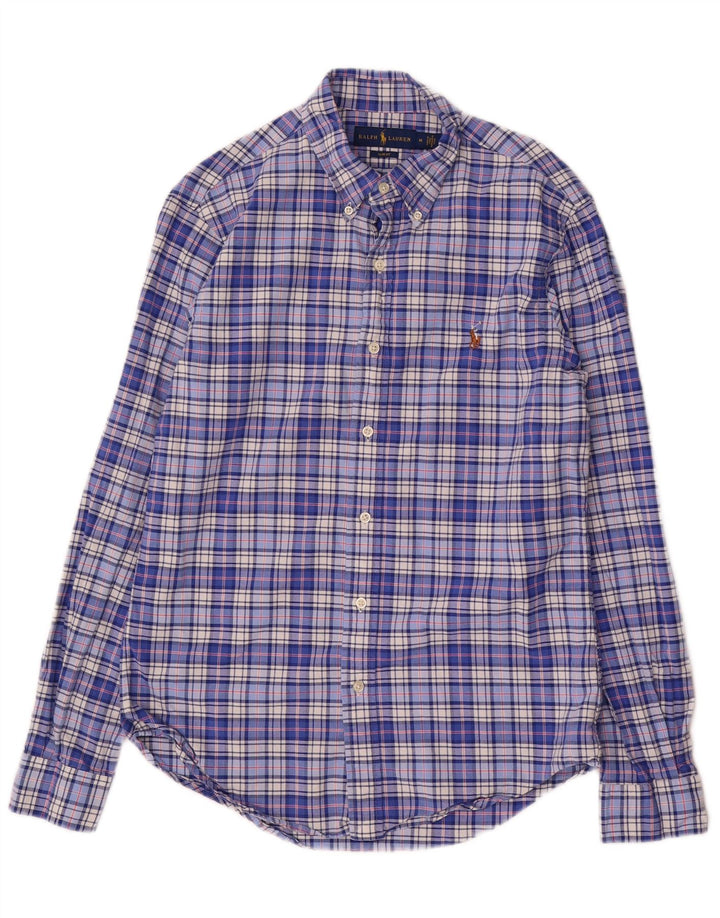 Ralph Lauren Slim-Fit-Hemd für Herren aus mittelblauer, karierter Baumwolle