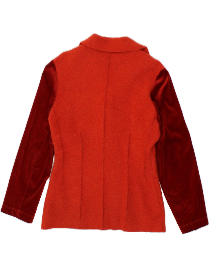 VINTAGE Womens 3 Button Blazer Jacket UK 14 Medium Orange Colourblock Vintage Vintage and Second-Hand Vintage from Messina Hembry 