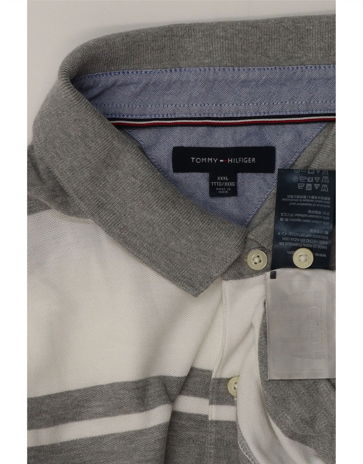 TOMMY HILFIGER Herren Rugby-Poloshirt 3XL grau gestreift aus Baumwolle